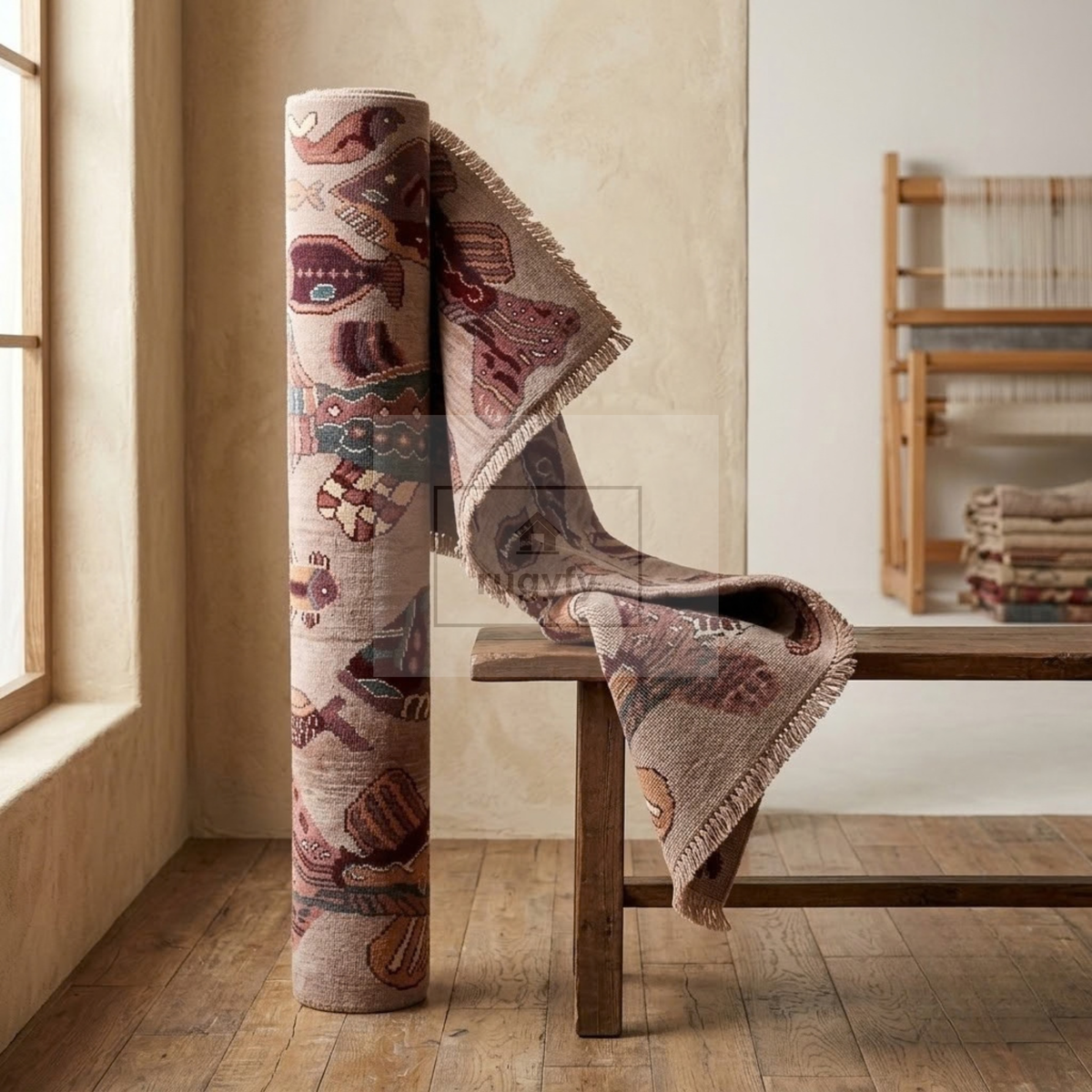 Dusty Rose & Burgundy Vintage Oushak Area Rug | 9x12 10x14 ft Hand-Knotted Wool | Living Room Dining Room