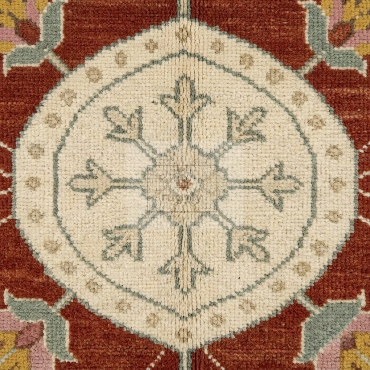 Rust & Sage Blue Vintage Oushak Area Rug | 9x12 10x14 ft Hand-Knotted Wool | Living Room Dining Room