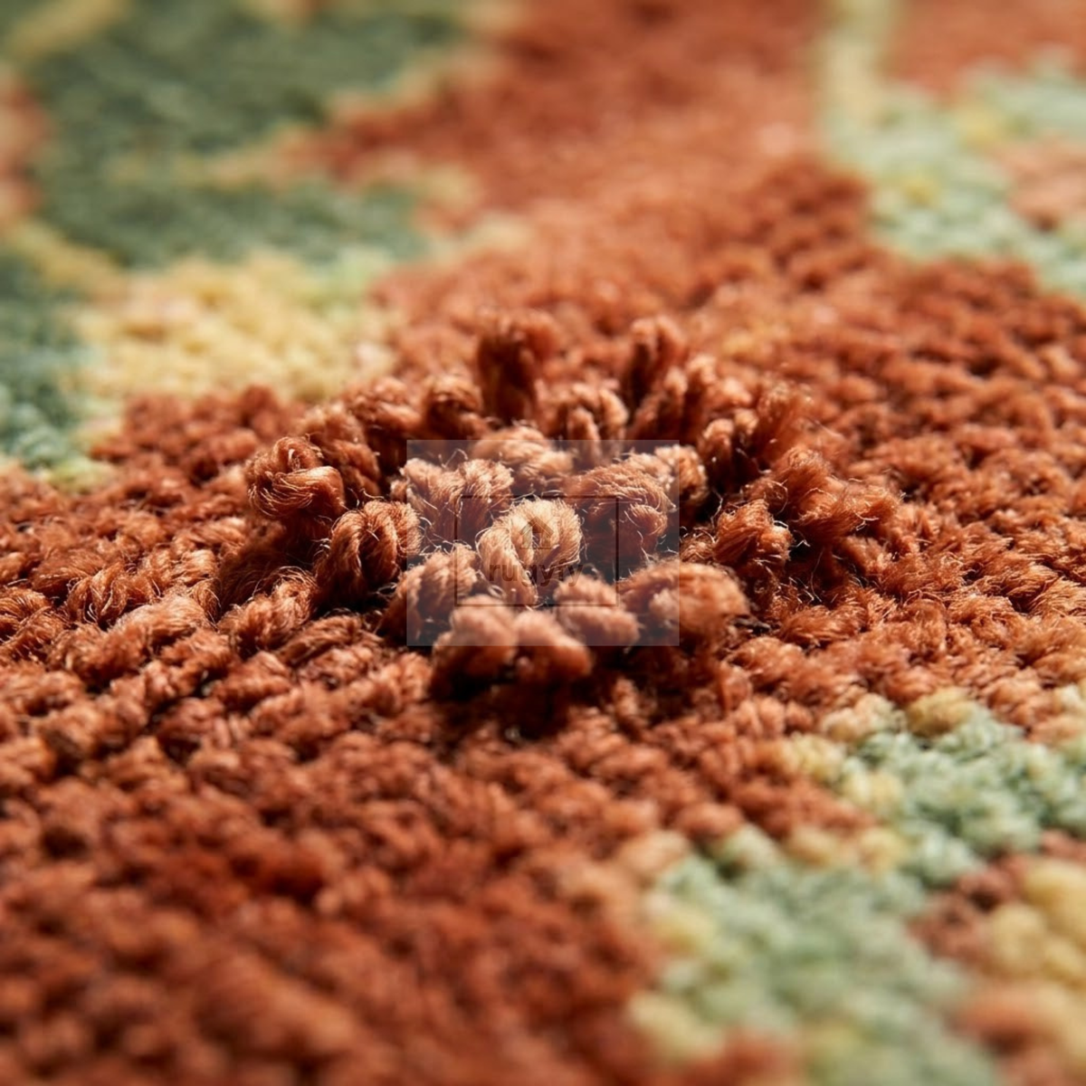 Rust Terracotta & Sage Green Sultanabad Oushak Rug | Hand-Knotted Wool 8x10 9x12 | Earthy Palmette Rug