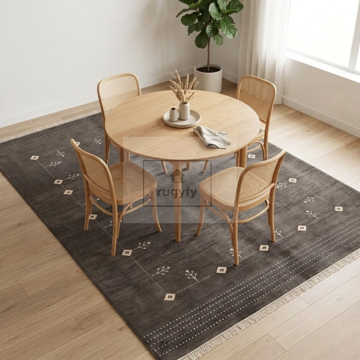 Charcoal & Ivory Turkish Oushak Area Rug | 8x10 9x12 ft Hand-Knotted New Zealand Wool | Living Room Rug