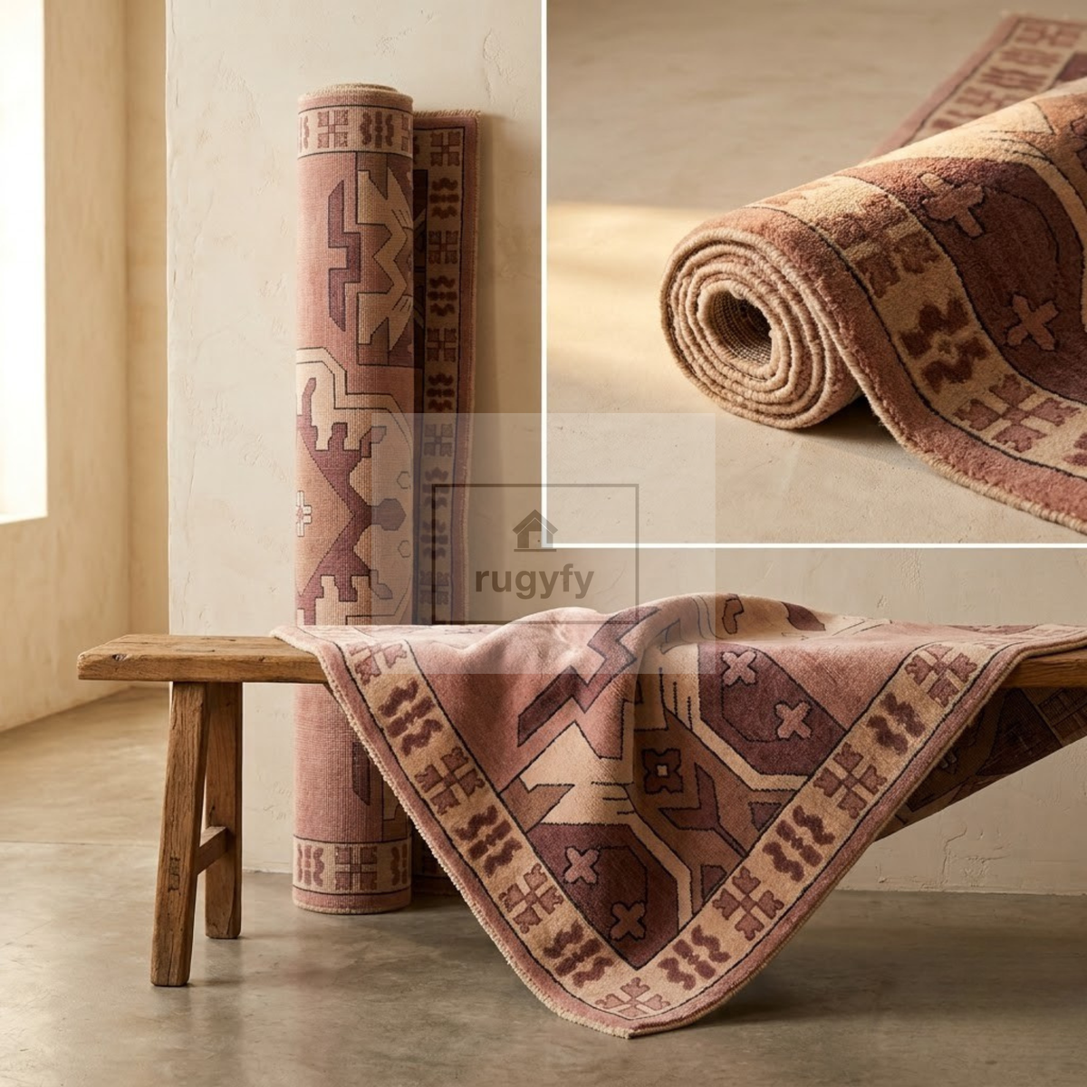 Blush Pink & Mauve Vintage Oushak Area Rug | 9x12 10x14 ft Hand-Knotted Wool | Living Room Dining Room