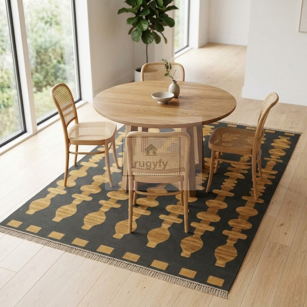 Charcoal & Gold Vintage Oushak Area Rug | 9x12 10x14 ft Hand-Knotted Wool | Living Room Dining Room