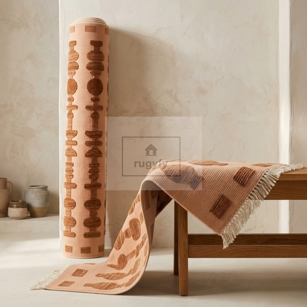 Peach & Brown Turkish Oushak Rug | 5x8 8x10 ft Hand-Knotted Wool | Living Room Bedroom Rug