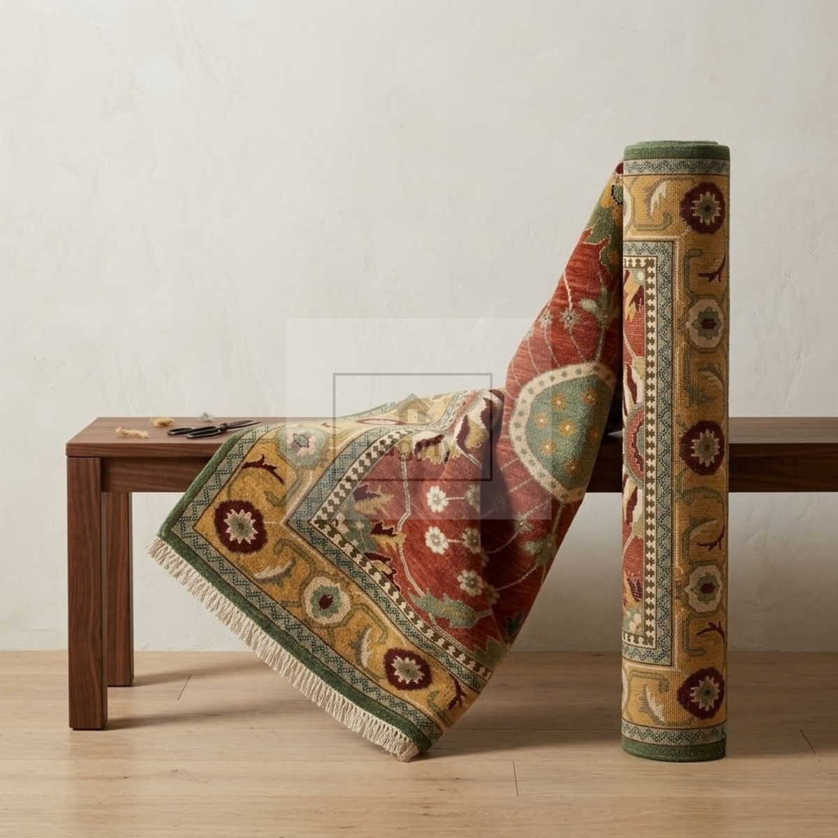 Terracotta & Gold Turkish Oushak Rug | 5x8 8x10 ft Hand-Knotted New Zealand Wool | Living Room Bedroom Rug
