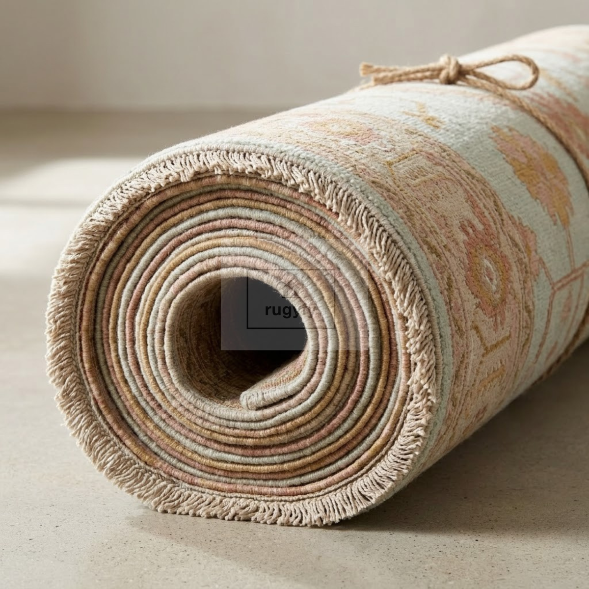 Ivory & Honey Gold Sultanabad Oushak Rug | Hand-Knotted Wool 8x10 9x12 | Apricot Neutral Living Room Rug