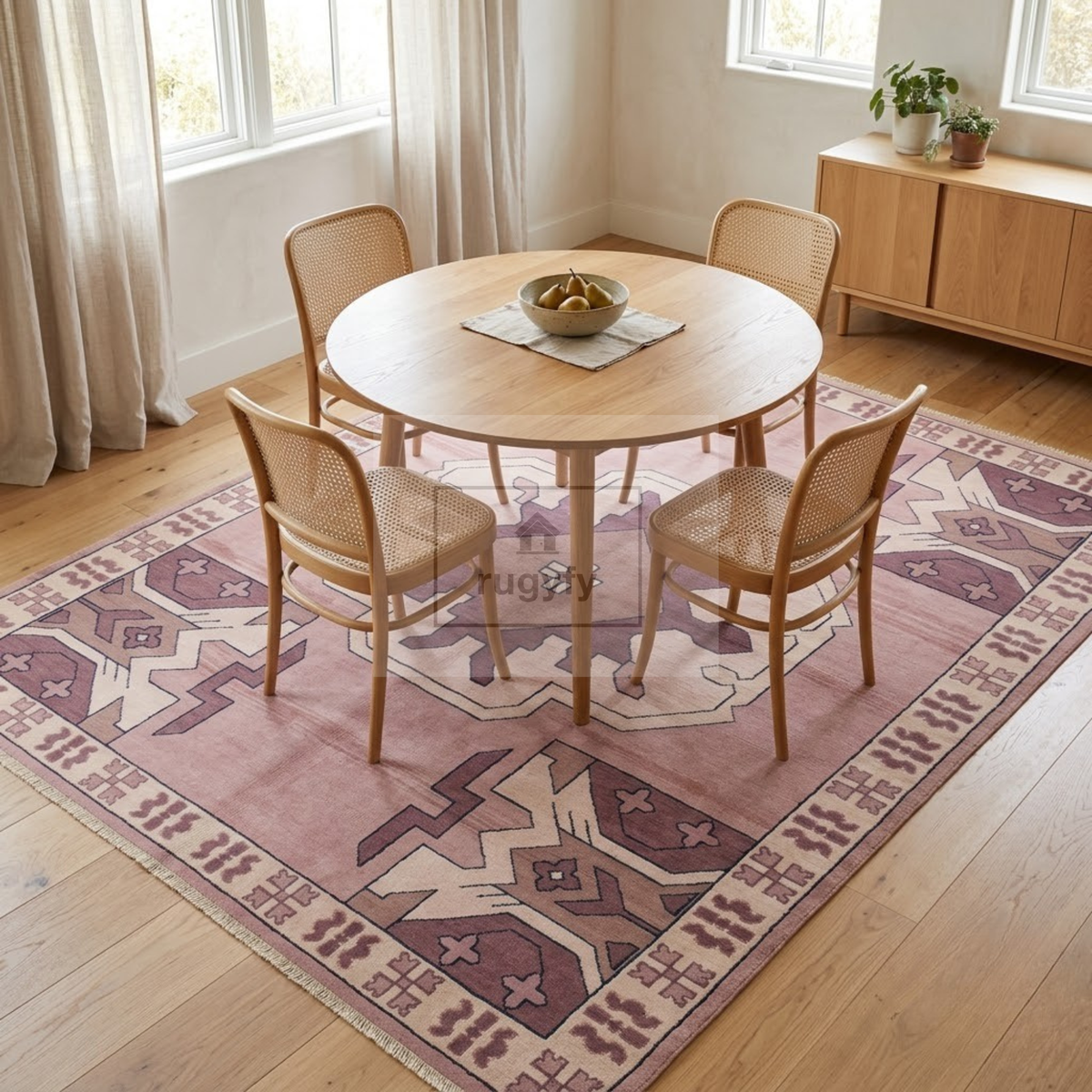 Blush Pink & Mauve Vintage Oushak Area Rug | 9x12 10x14 ft Hand-Knotted Wool | Living Room Dining Room