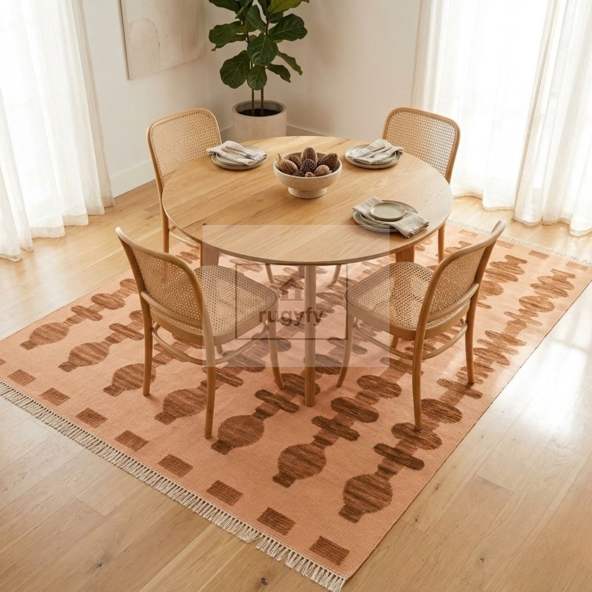 Peach & Brown Turkish Oushak Rug | 5x8 8x10 ft Hand-Knotted Wool | Living Room Bedroom Rug