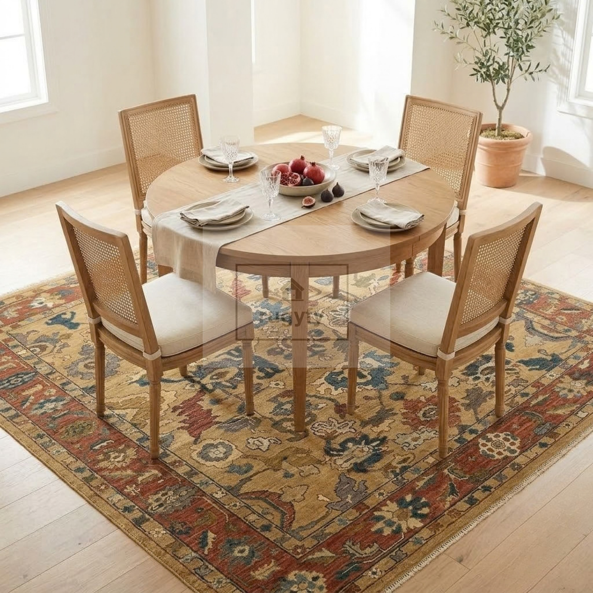 Gold & Brick Red Turkish Oushak Rug | 5x8 8x10 ft Hand-Knotted New Zealand Wool | Living Room Bedroom Rug