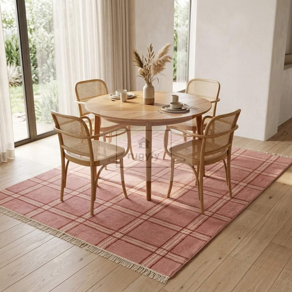 Rose & Ivory Turkish Oushak Rug | 5x8 8x10 ft Hand-Knotted New Zealand Wool | Living Room Bedroom Rug