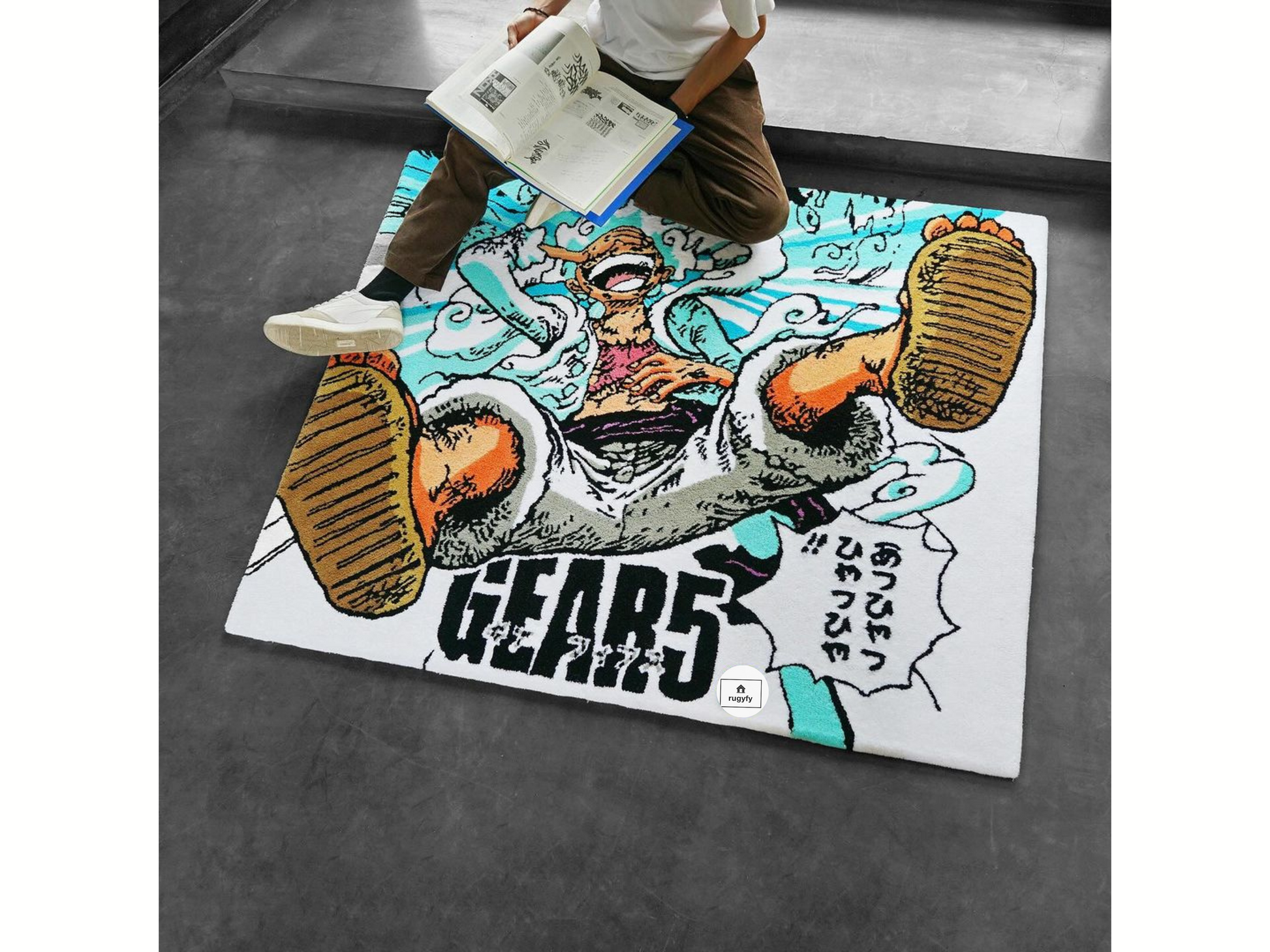 Luffy Gear 5 Custom Handmade Rug , One piece Custom Rug , Anime rug for living room – RUGYFY