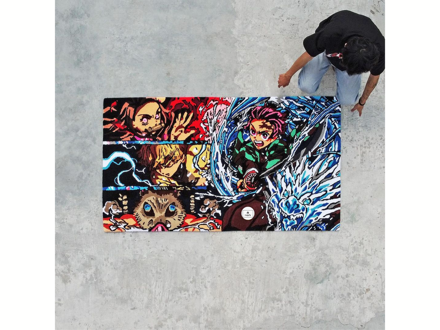 Handmade Anime Manga Custom Rug , Custom Hand-Tufted Rug , Anime rug for Bedroom