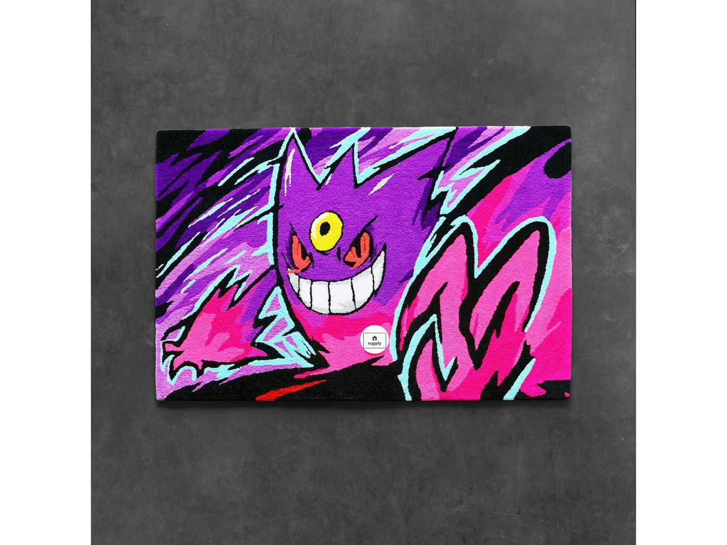 Handmade Haunter Custom Rugs , Pokemon Custom Rugs , Pokemon Decor , Hand-Tufted Wool Rugs