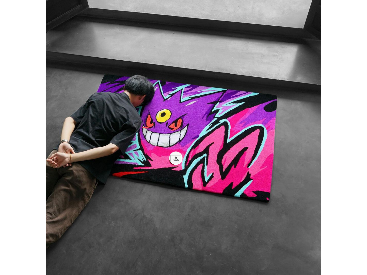 Handmade Haunter Custom Rugs , Pokemon Custom Rugs , Pokemon Decor , Hand-Tufted Wool Rugs