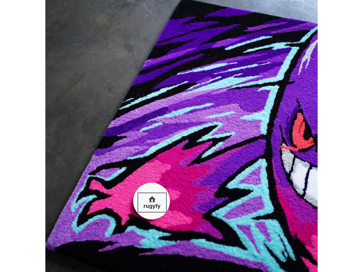 Handmade Haunter Custom Rugs , Pokemon Custom Rugs , Pokemon Decor , Hand-Tufted Wool Rugs