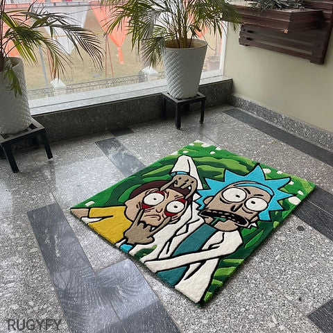 Handmade Rick and Morty Custom Rug for living room / Handmade area rug for bedroom