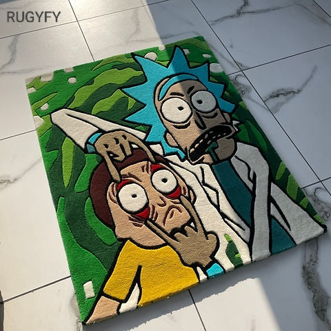 Handmade Rick and Morty Custom Rug for living room / Handmade area rug for bedroom