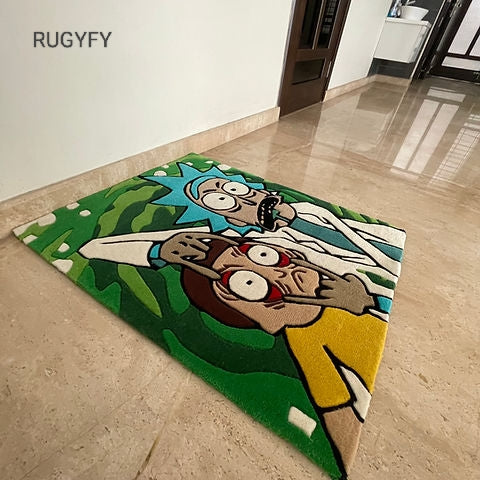 Handmade Rick and Morty Custom Rug for living room / Handmade area rug for bedroom