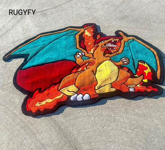 Handmade Charizard Custom  Rugs , Pokemon Custom living room and kids room rug