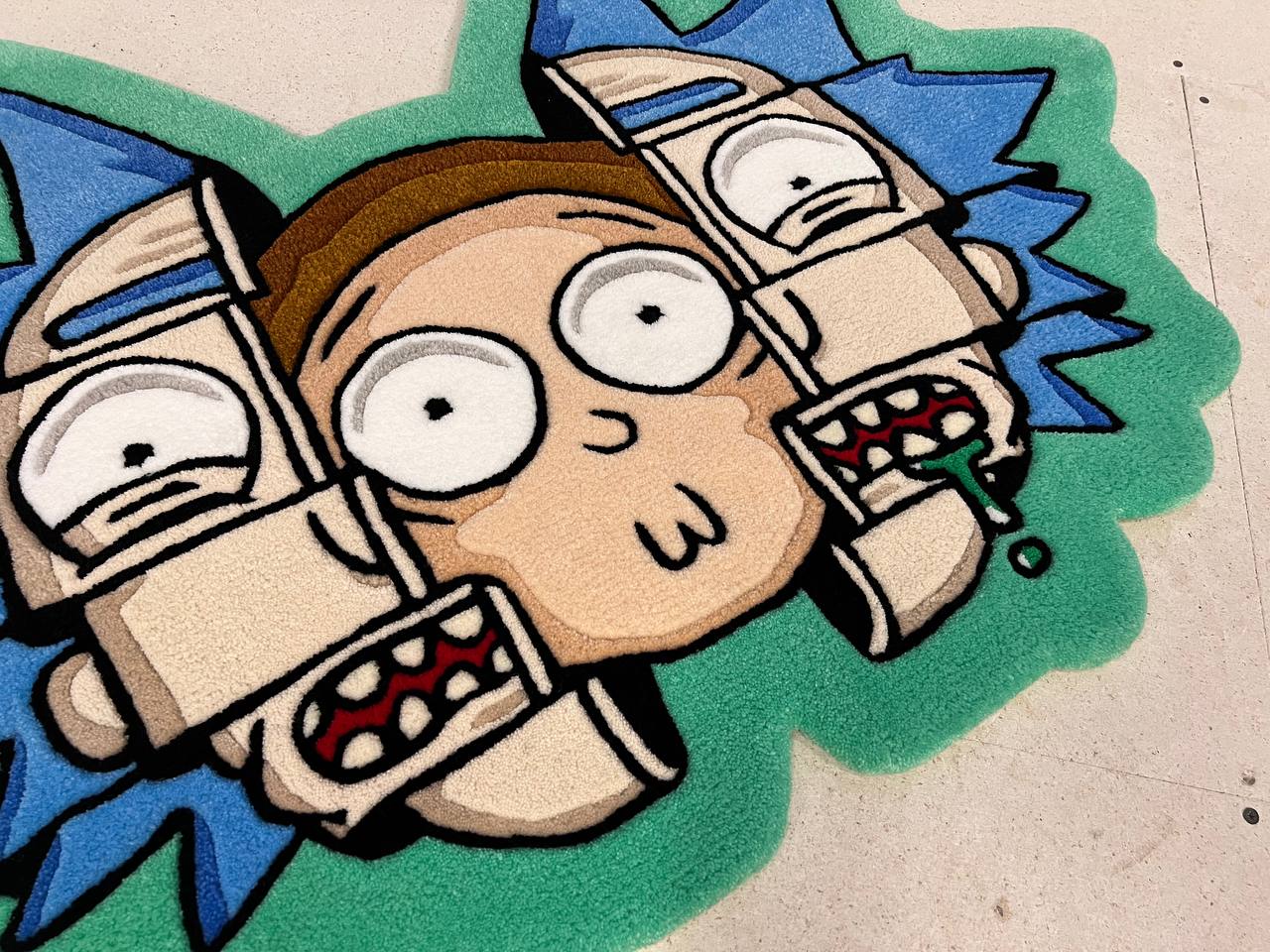 Handmade Custom Rick and Morty Tufted Rug / Hand-Tufted Wool Rug