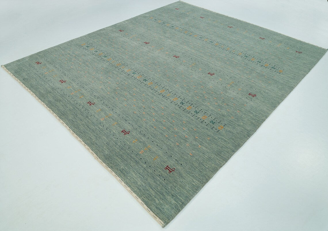 8' X 10' Sage green Simple Pattern Deco Large Area Rug ,Minimal Handmade Rug