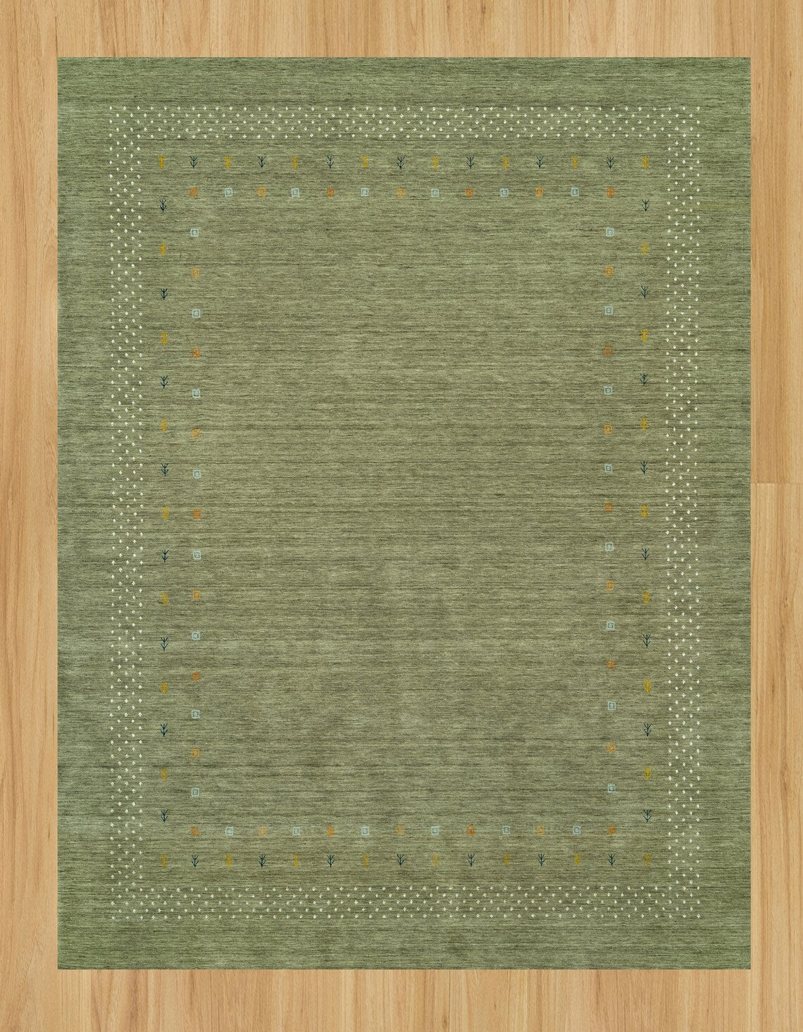 Olive Green Area Rug, Minimal 8 X10 Rug, Handknotted Solid Color Wool Rug, Sage Green Rug for Living Room: Verdant Meadows Area Rug