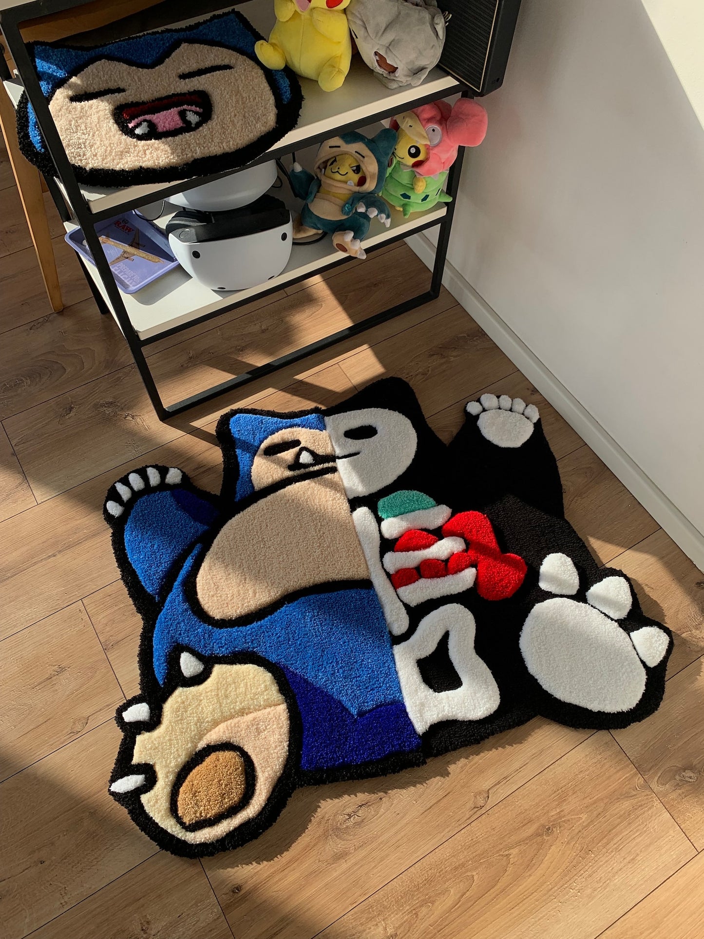 3D Handmade Fluffy snorlax plush Skeleton Rug , Pokemon 3D Skeleton Rugs