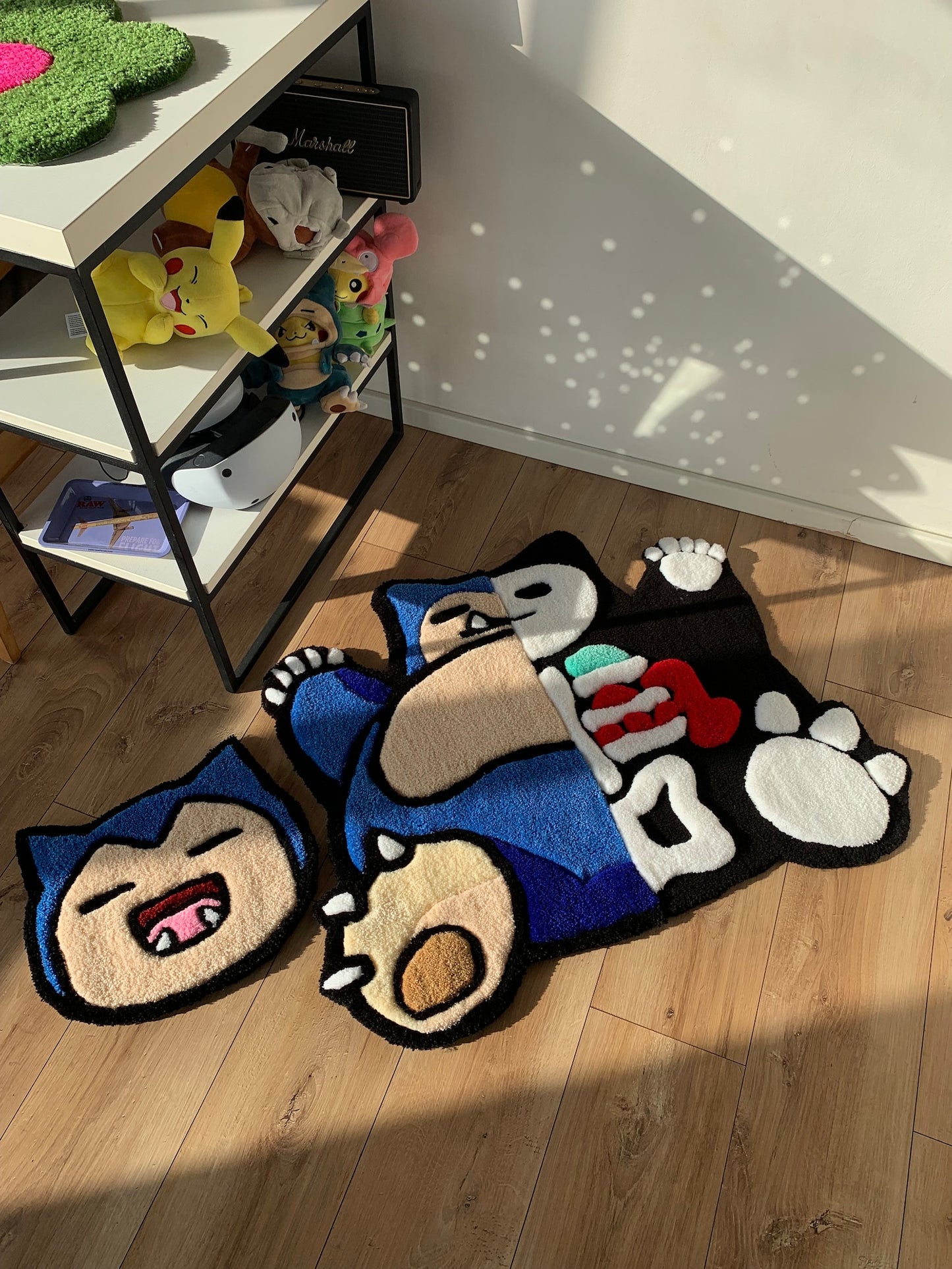 3D Handmade Fluffy snorlax plush Skeleton Rug , Pokemon 3D Skeleton Rugs