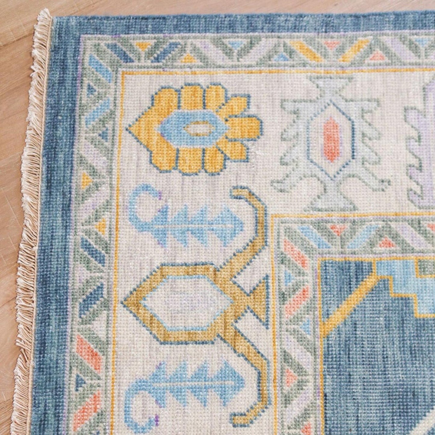 Oushak Rug Blue White Modern oushak rug 9 x 12 Oriental Rug Turkish Area Rug washable Oushak,Contemporary hand knotted Vintage Rug