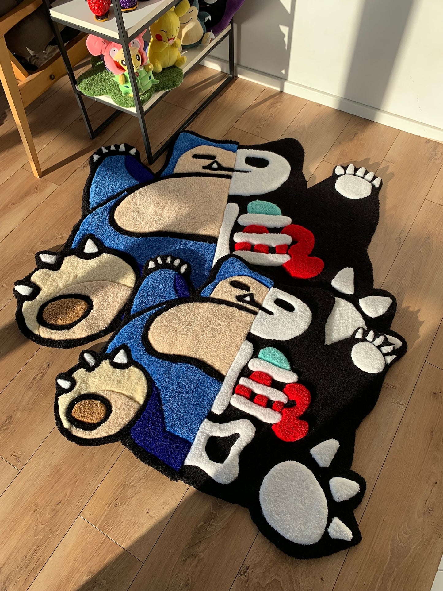 3D Handmade Fluffy snorlax plush Skeleton Rug , Pokemon 3D Skeleton Rugs