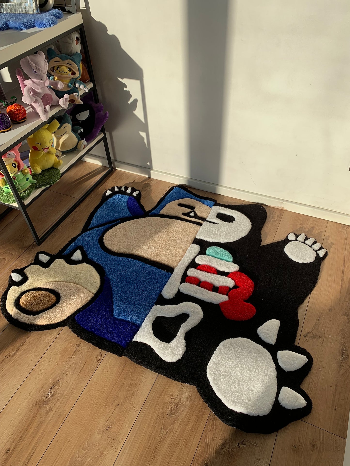 3D Handmade Fluffy snorlax plush Skeleton Rug , Pokemon 3D Skeleton Rugs