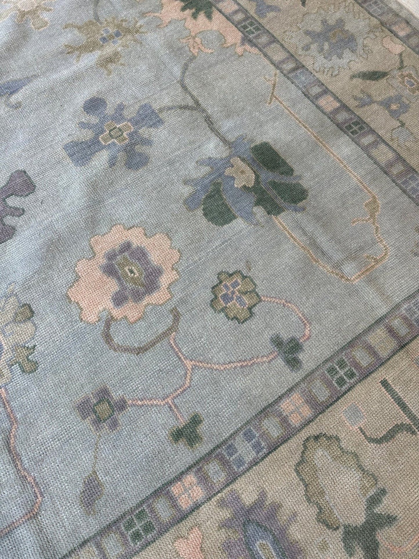 Modern Oushak Rug Hand Knotted Area Rug For Living Room in 10x14 feet - Neutral Rug/Pastel Rug/Muted Rug/Faded Rug. Fast/Free Shipping