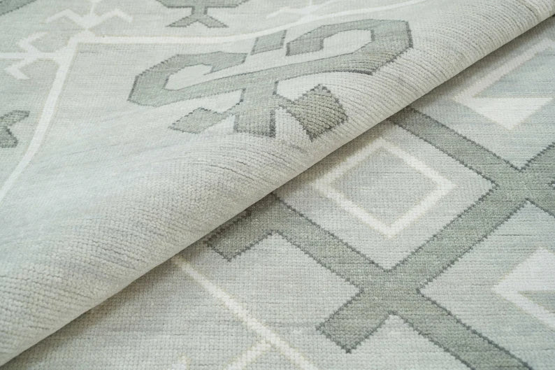 Gray Oushak Rug, Hand-knotted Wool Rug With Dark Gray Accents: Silver Linings Area Rug