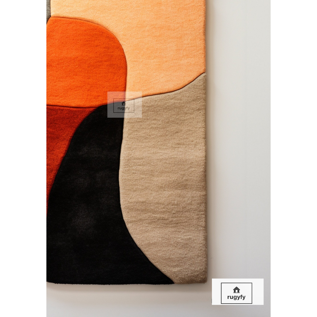 Modern Abstract Irregular D Shape Soft Wool Handmade Hand Tufted Area Rug for Home, Office, Living Room, Kids Room 4*6, 5*8, 6*9, 8*10, 9*12