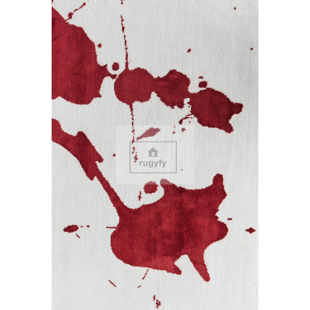 Red and ivory abstract paint splash modern hand-tufted wool area rug