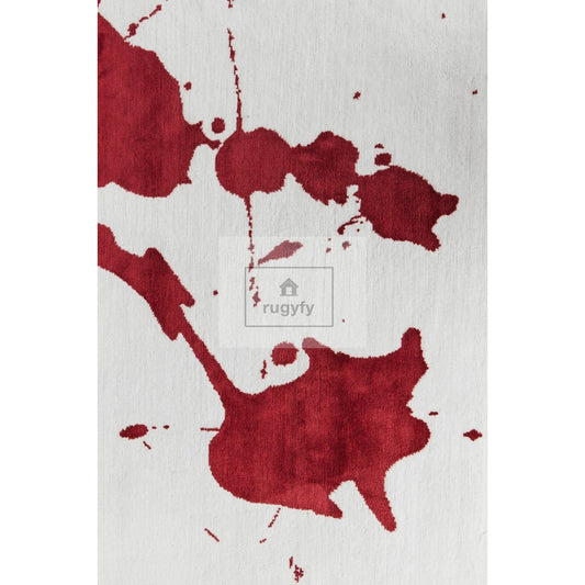 Red and ivory abstract paint splash modern hand-tufted wool area rug
