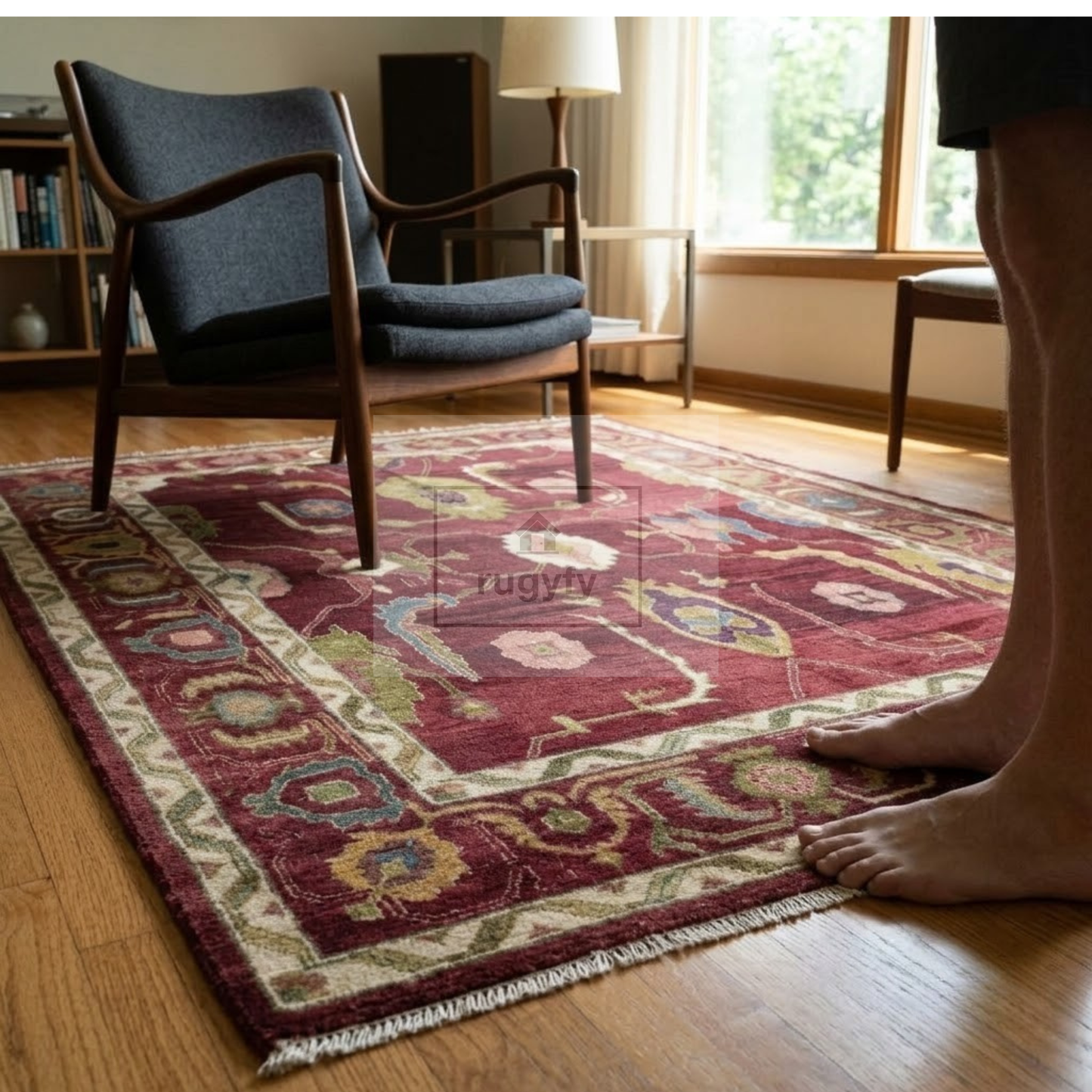 Burgundy & Ivory Hand-Knotted Wool Oushak Rug | Sultanabad Botanical Anatolian Area Rug