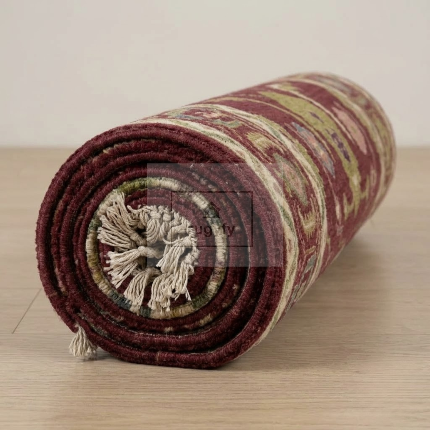 Burgundy & Ivory Hand-Knotted Wool Oushak Rug | Sultanabad Botanical Anatolian Area Rug