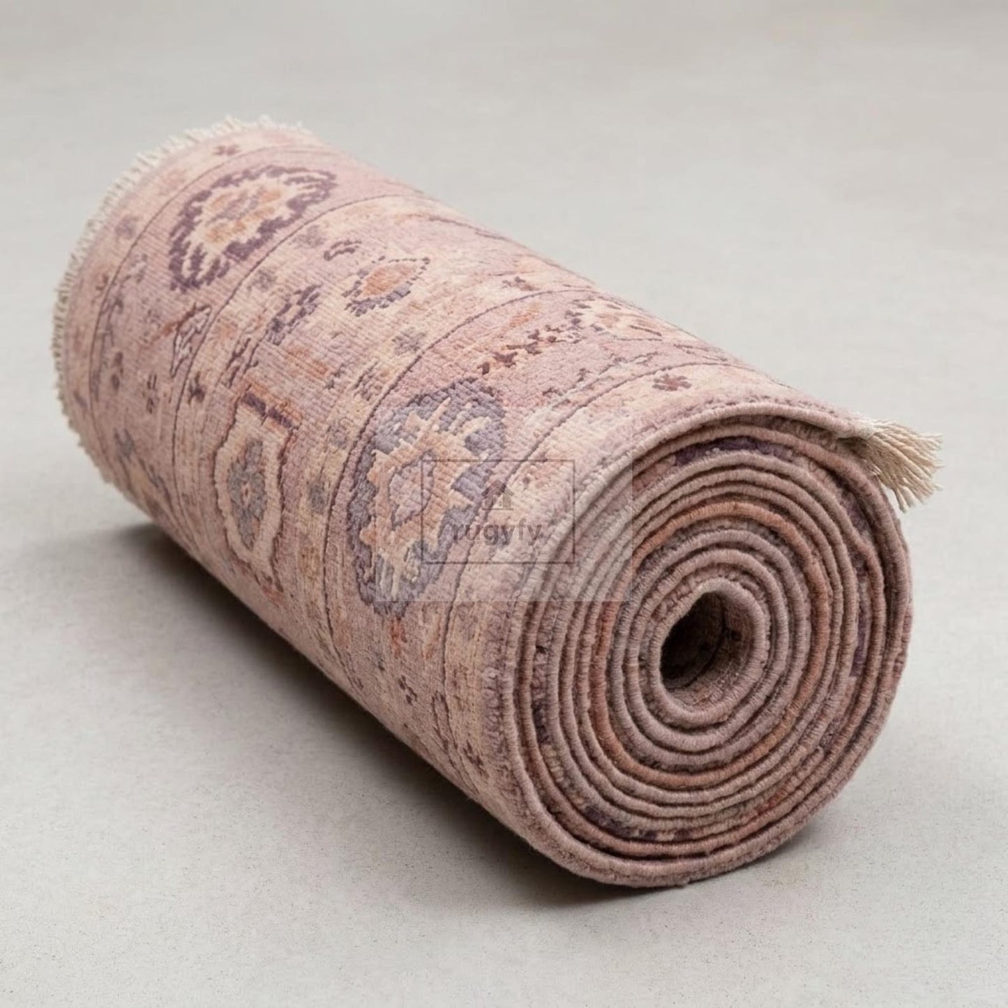 Faded Dusty Rose Oushak Rug | Hand-Knotted Wool Antique-Look Area Rug with Plum & Apricot