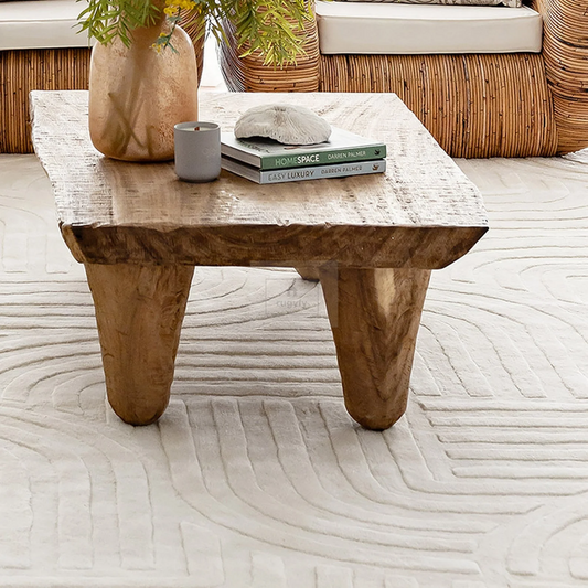 Ivory Carved Geometric Rug | 8x10 9x12 ft Hand-Tufted Wool | Textured High-Low Modern Area Rug
