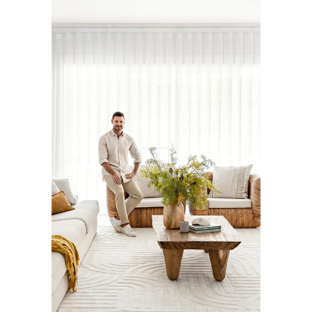 Ivory Carved Geometric Rug | 8x10 9x12 ft Hand-Tufted Wool | Textured High-Low Modern Area Rug