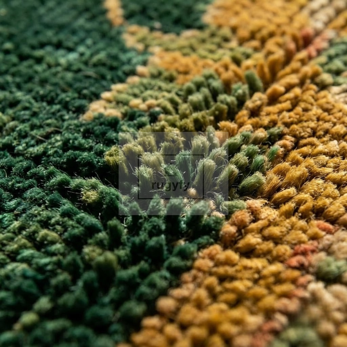 Forest Green & Gold Vintage Hand-Knotted Wool Oushak Rug | Abrash Anatolian Area Rug for Living Room