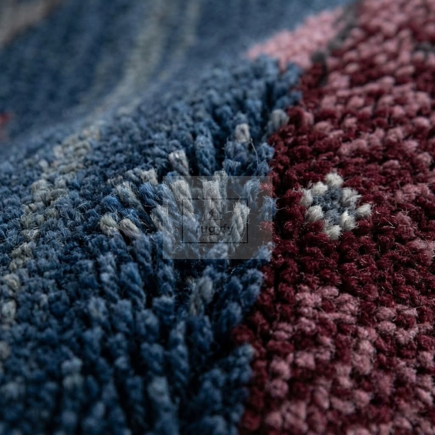 Denim Blue Fish Motif Hand-Knotted Wool Rug | Coastal Pictorial Runner for Kitchen &amp; Entryway